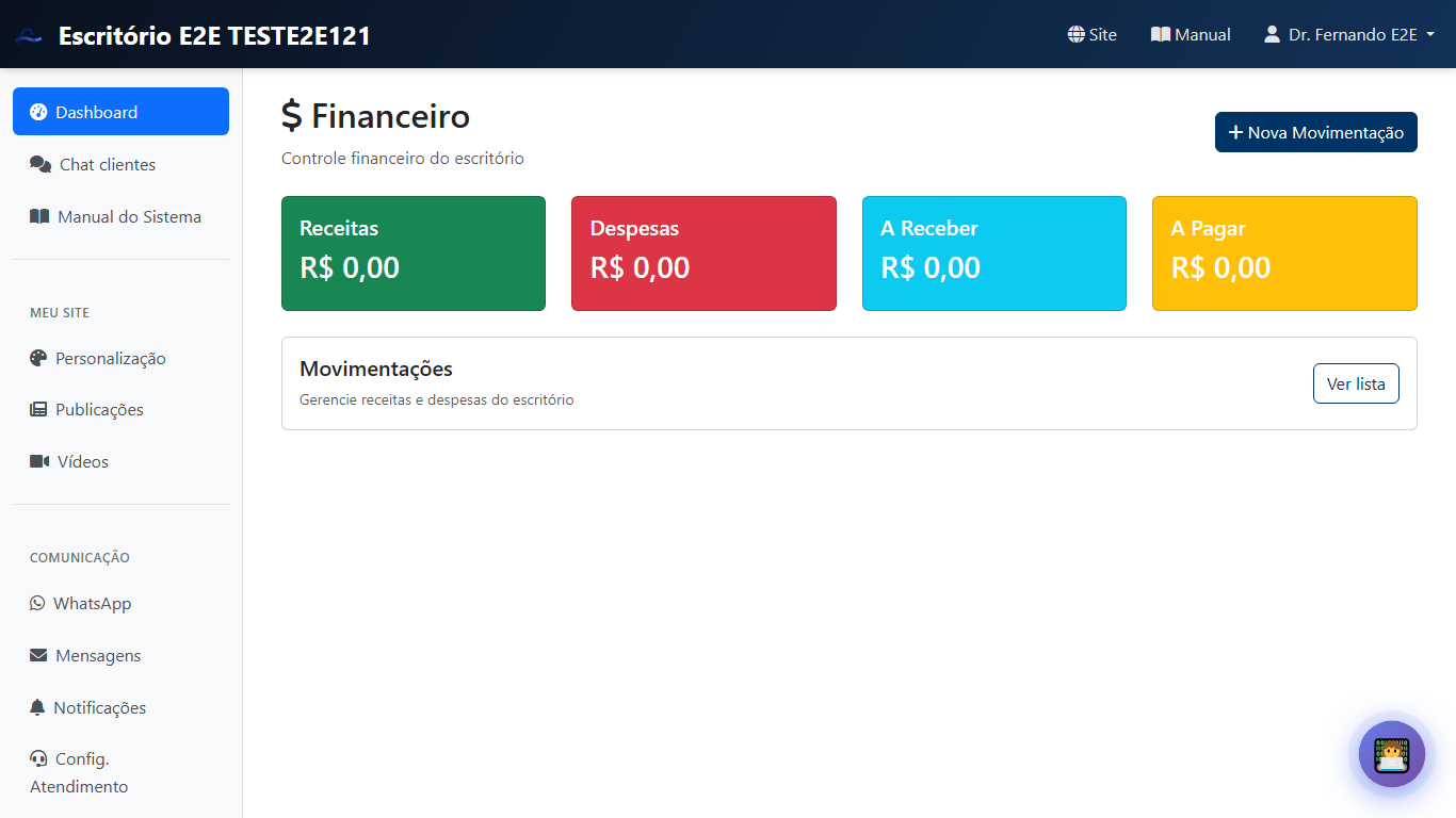 Prévia de Financeiro, relatorios e revisao operacional