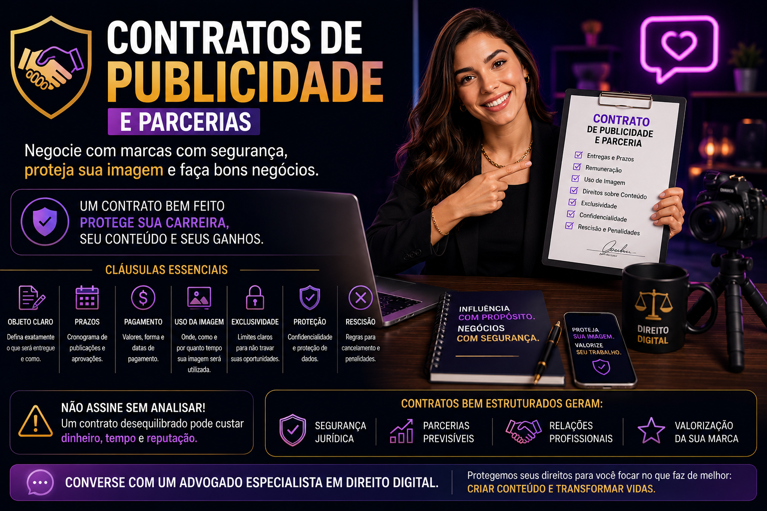 Contratos de Publicidade e Parcerias: Como Influenciadores Podem Negociar com Marcas sem Colocar sua Carreira em Risco