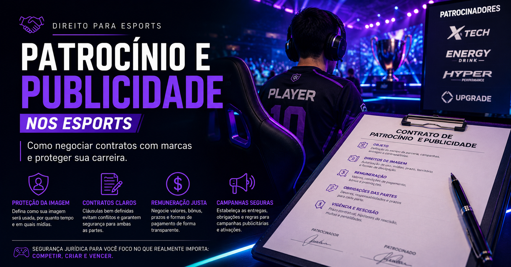 Patrocínio e Publicidade nos eSports: Como Negociar Contratos com Marcas e Proteger sua Carreira